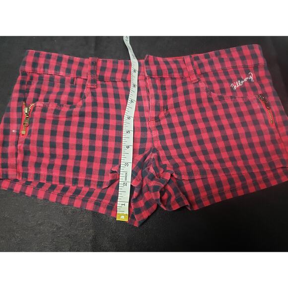 Billabong Red & Black Checkered Pattern Cotton Shorts | Size 1 - Picture 4 of 8